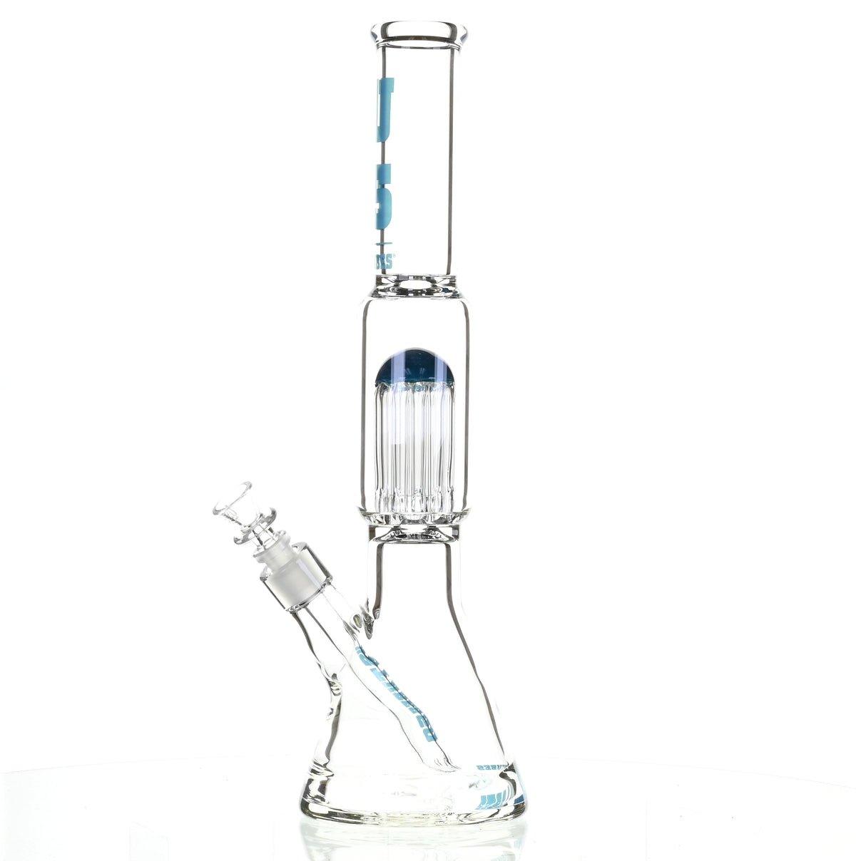 US TUBES 17" BEAKER W/TREE PERC AND BLUE ACCENTS - Smoke Spot Smoke Shop