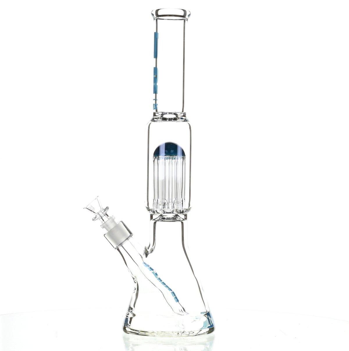 US TUBES 17" BEAKER W/TREE PERC AND BLUE ACCENTS - Smoke Spot Smoke Shop