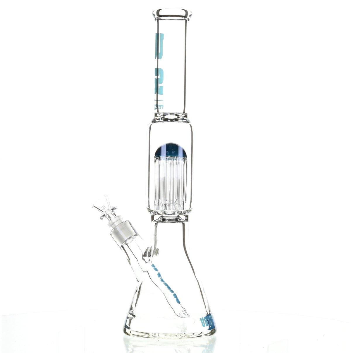 US TUBES 17" BEAKER W/TREE PERC AND BLUE ACCENTS - Smoke Spot Smoke Shop