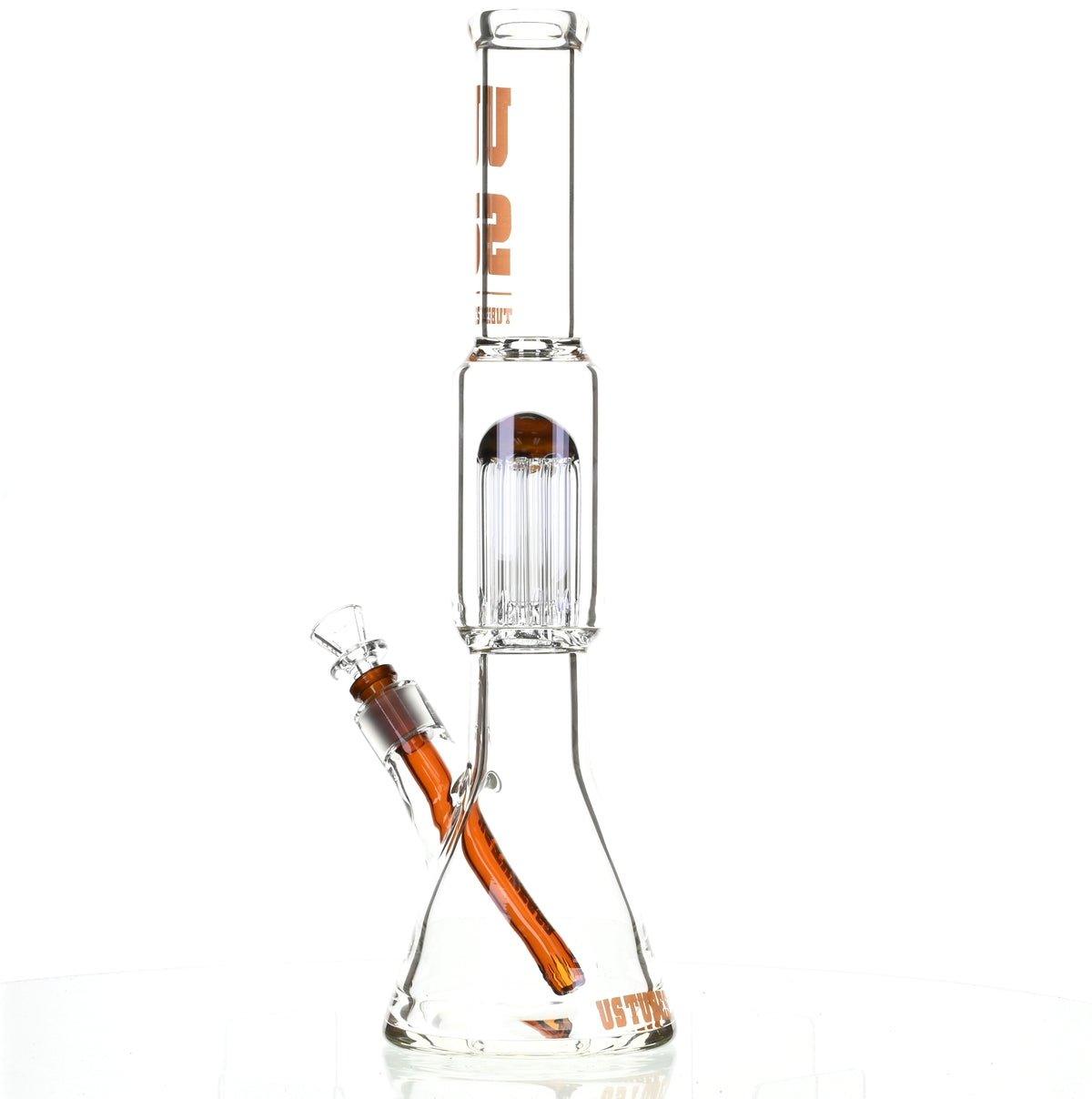 US TUBES 17" BEAKER W/TREE PERC AND ORANGE ACCENTS - Smoke Spot Smoke Shop