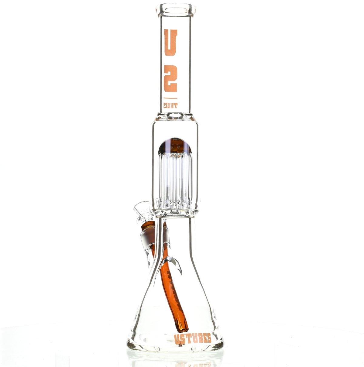 US TUBES 17" BEAKER W/TREE PERC AND ORANGE ACCENTS - Smoke Spot Smoke Shop