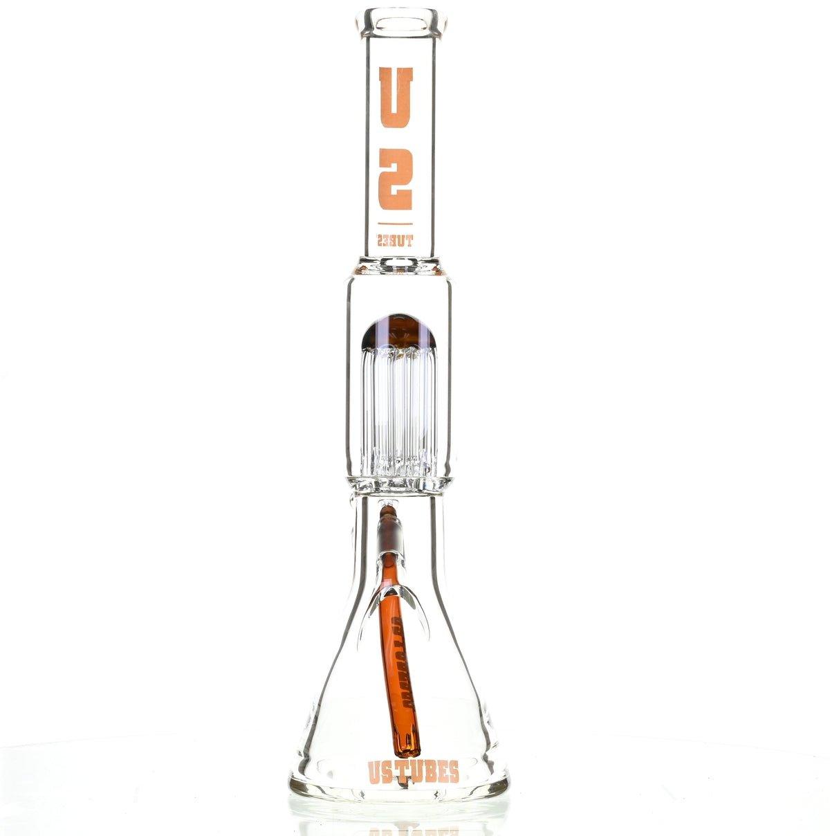 US TUBES 17" BEAKER W/TREE PERC AND ORANGE ACCENTS - Smoke Spot Smoke Shop