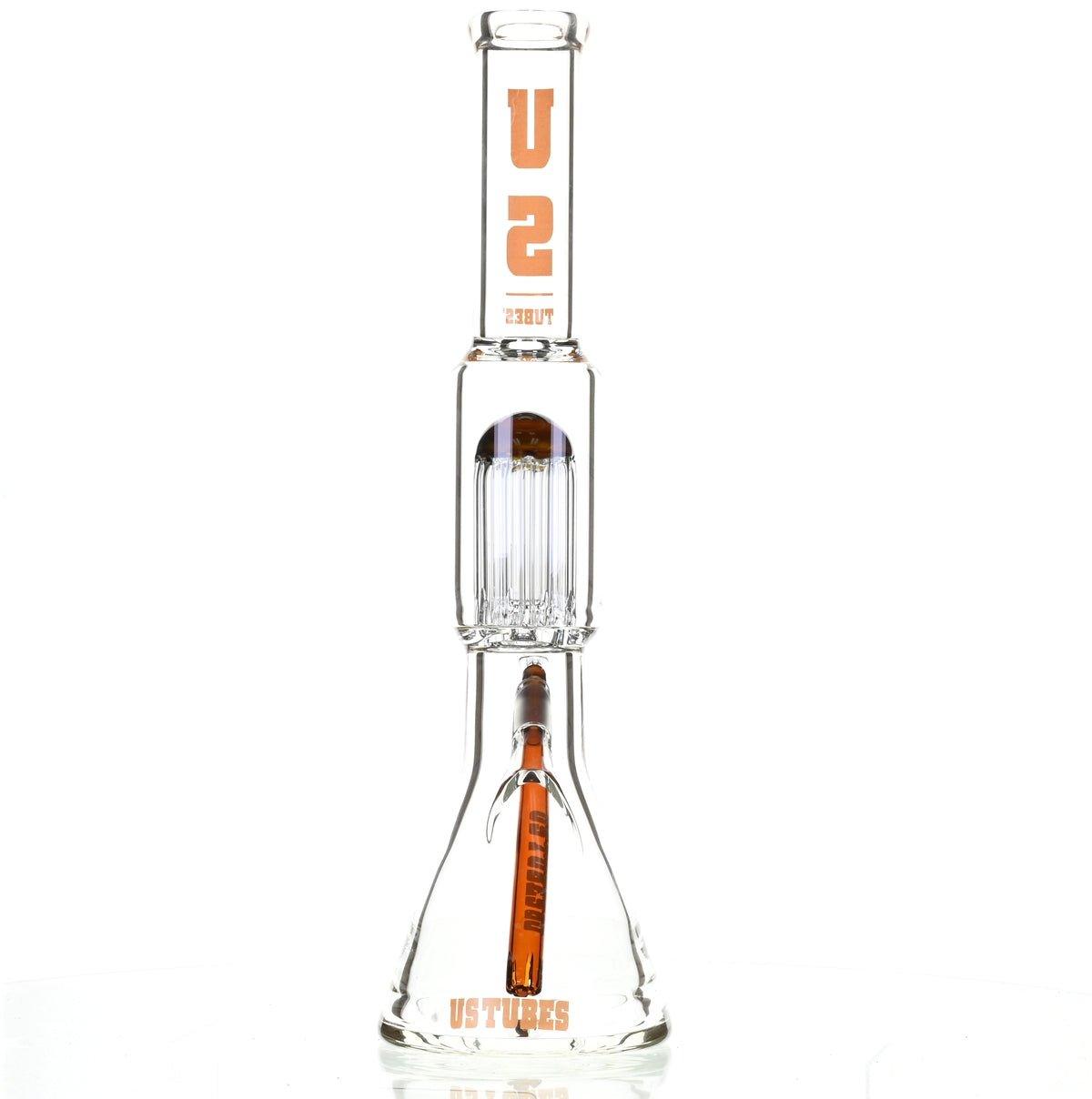 US TUBES 17" BEAKER W/TREE PERC AND ORANGE ACCENTS - Smoke Spot Smoke Shop