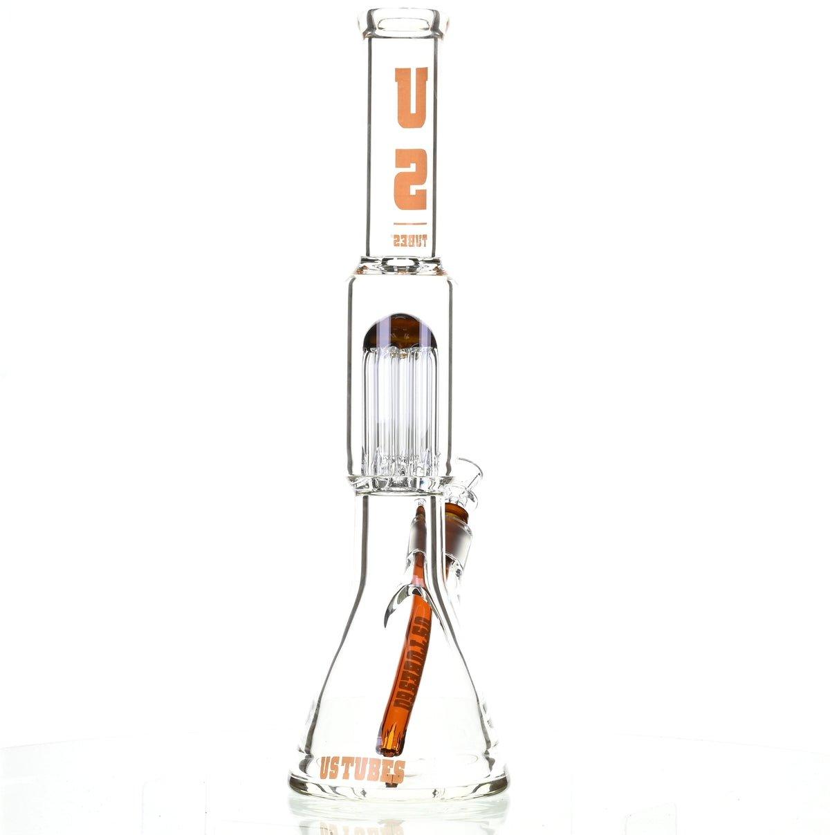 US TUBES 17" BEAKER W/TREE PERC AND ORANGE ACCENTS - Smoke Spot Smoke Shop