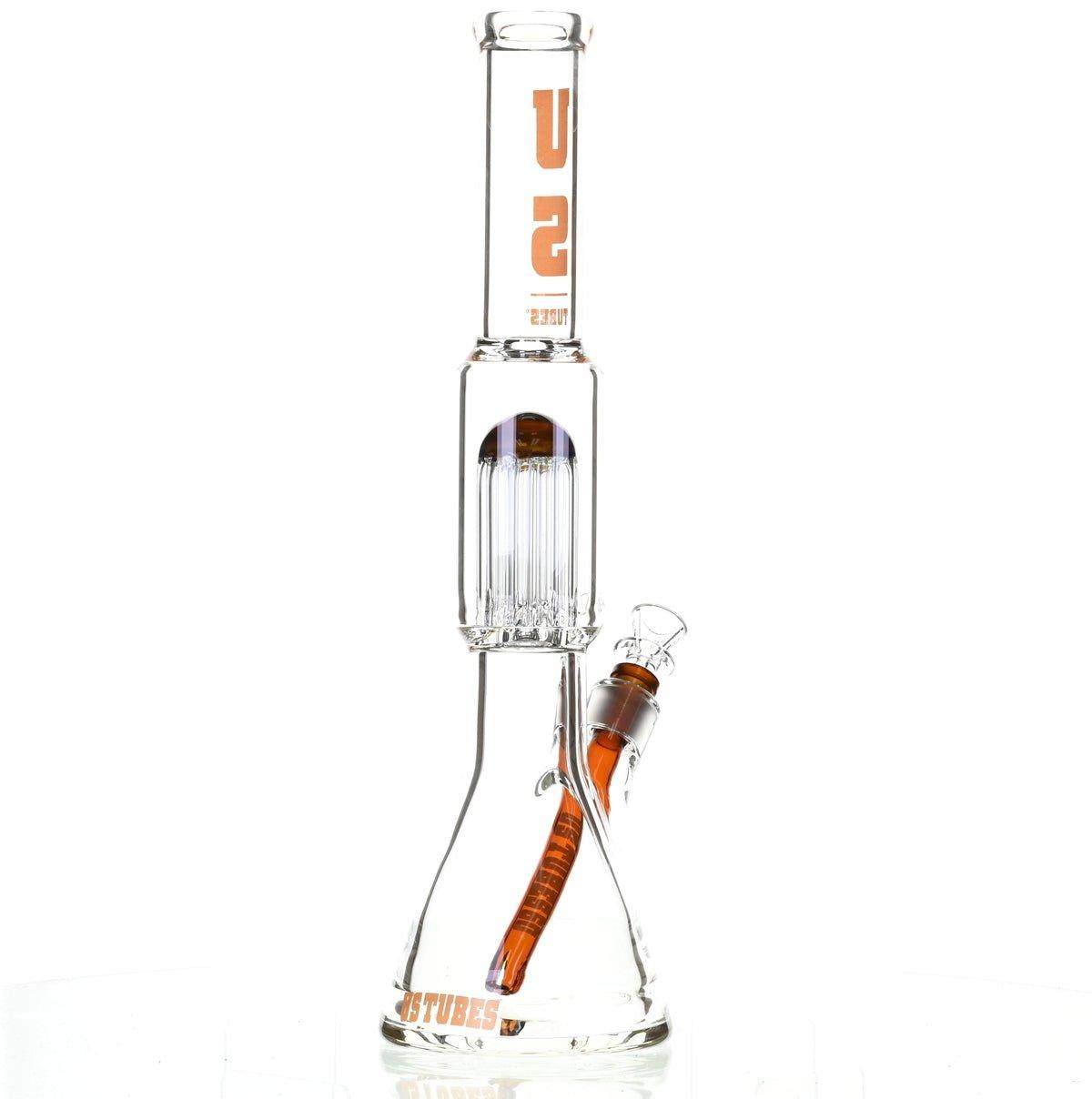 US TUBES 17" BEAKER W/TREE PERC AND ORANGE ACCENTS - Smoke Spot Smoke Shop