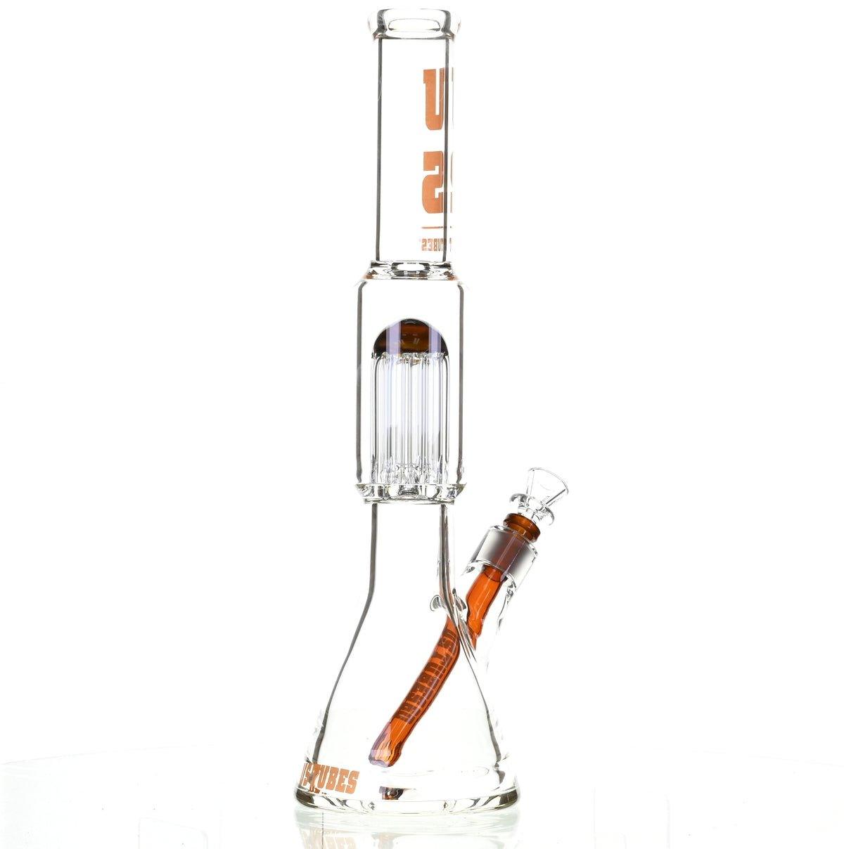 US TUBES 17" BEAKER W/TREE PERC AND ORANGE ACCENTS - Smoke Spot Smoke Shop