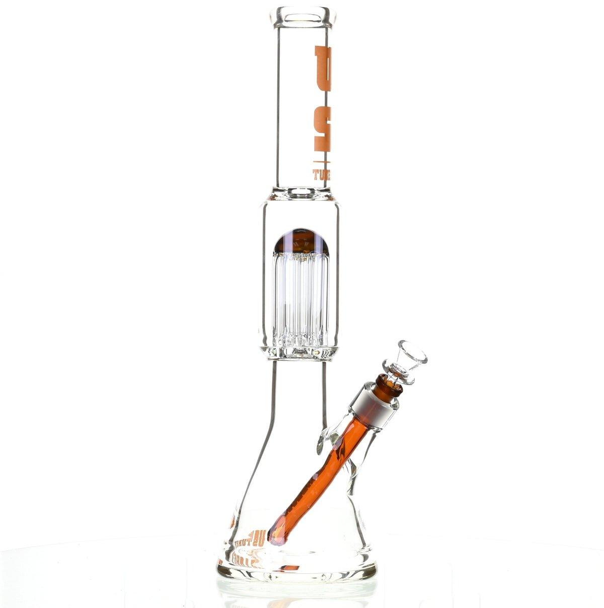 US TUBES 17" BEAKER W/TREE PERC AND ORANGE ACCENTS - Smoke Spot Smoke Shop