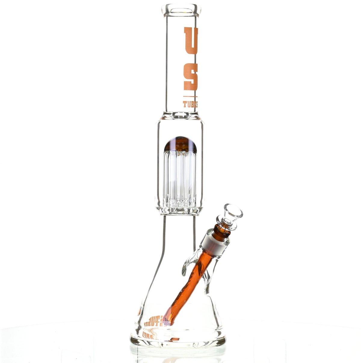 US TUBES 17" BEAKER W/TREE PERC AND ORANGE ACCENTS - Smoke Spot Smoke Shop