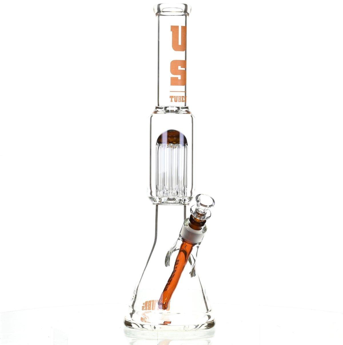 US TUBES 17" BEAKER W/TREE PERC AND ORANGE ACCENTS - Smoke Spot Smoke Shop