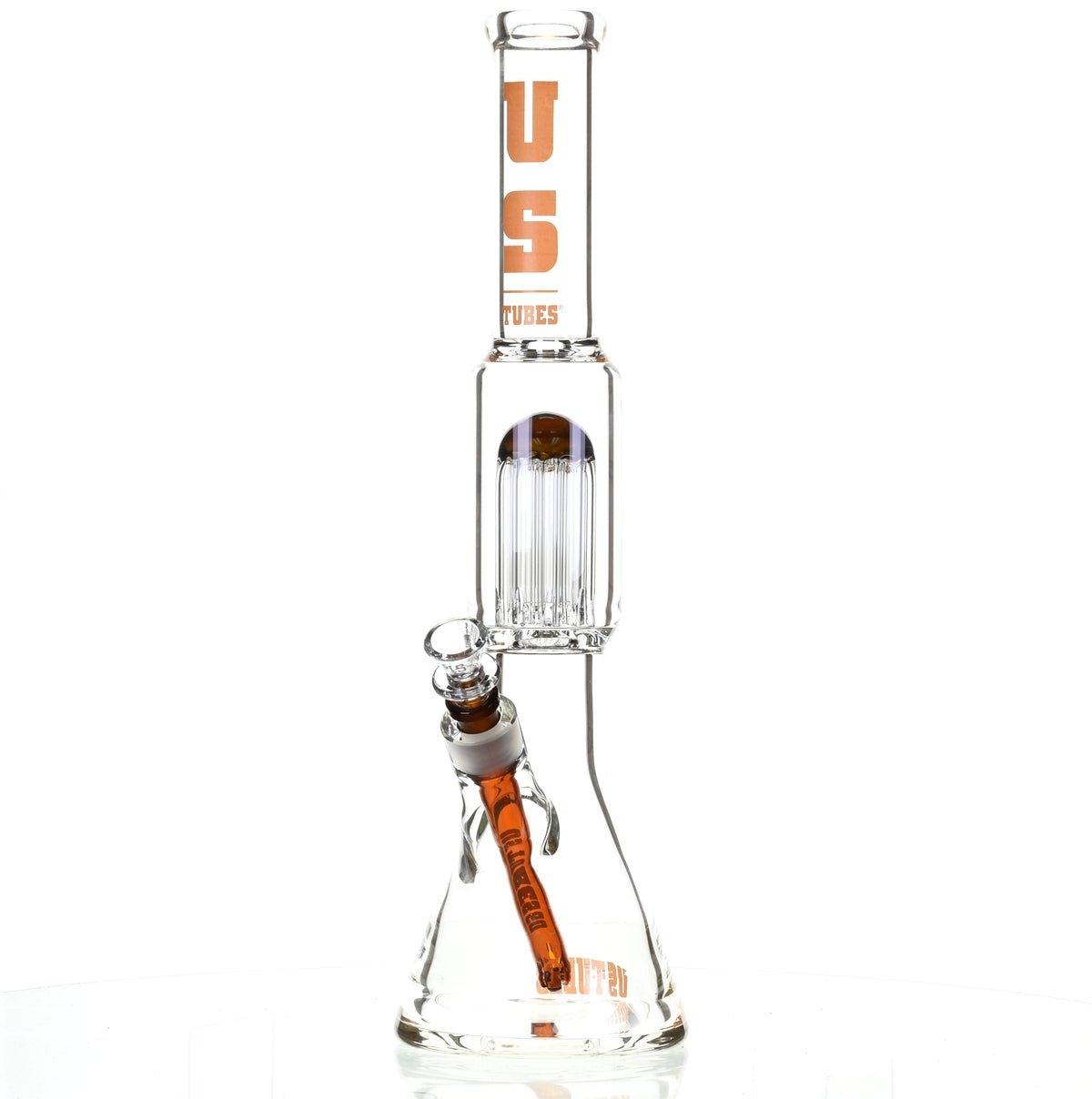 US TUBES 17" BEAKER W/TREE PERC AND ORANGE ACCENTS - Smoke Spot Smoke Shop