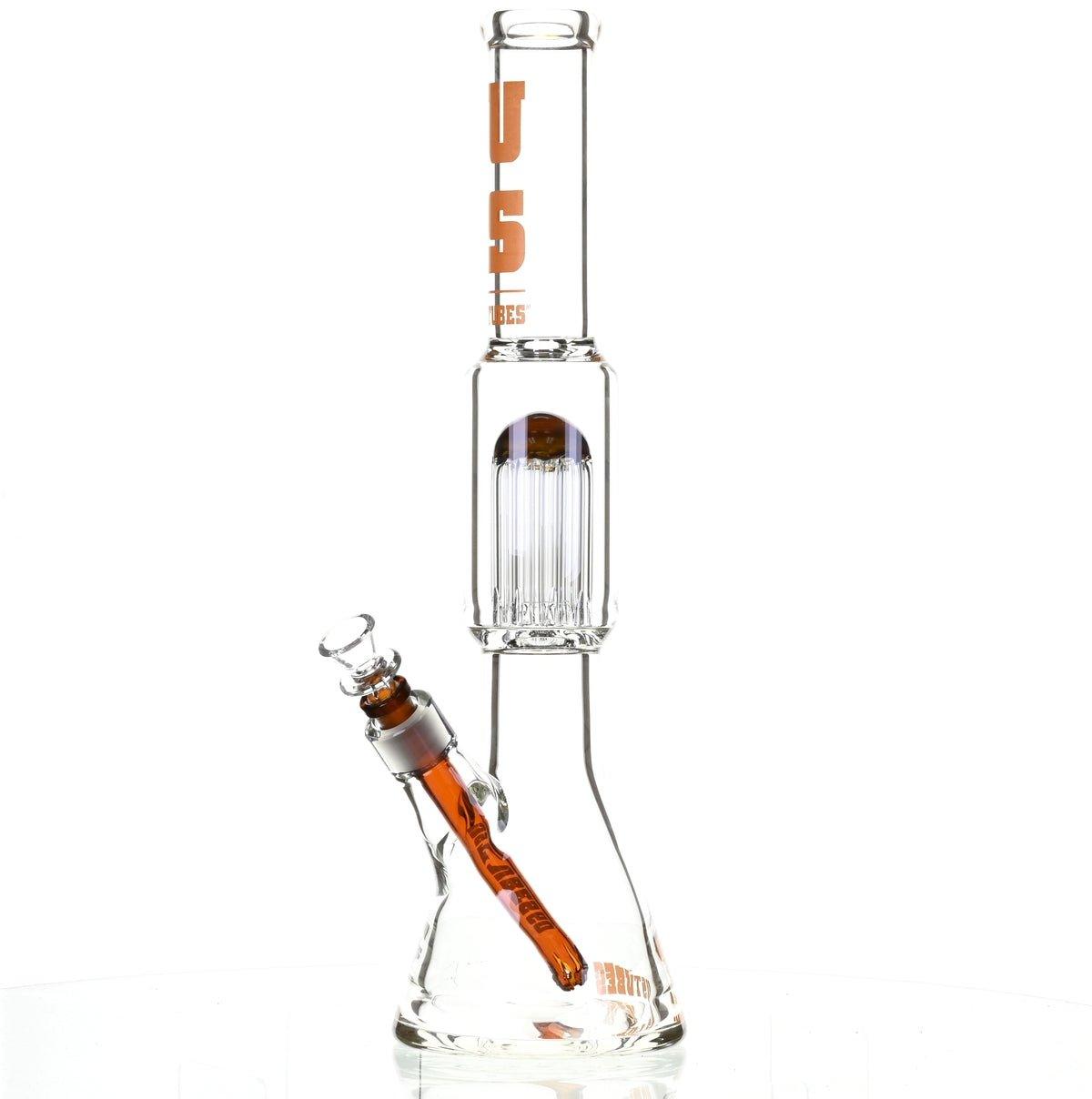 US TUBES 17" BEAKER W/TREE PERC AND ORANGE ACCENTS - Smoke Spot Smoke Shop