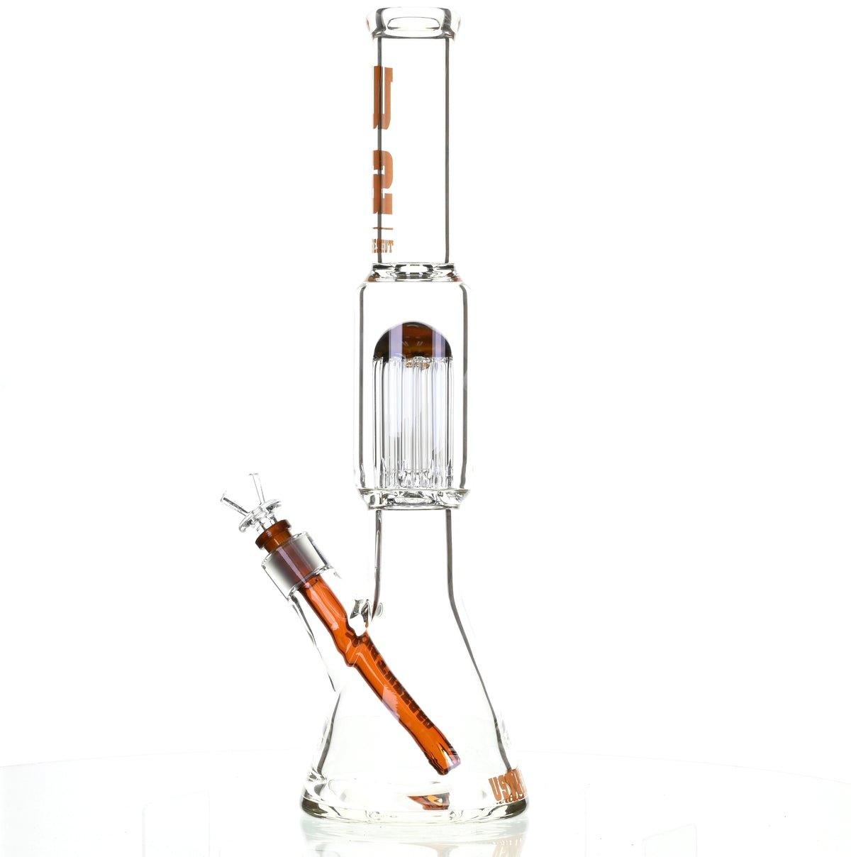 US TUBES 17" BEAKER W/TREE PERC AND ORANGE ACCENTS - Smoke Spot Smoke Shop