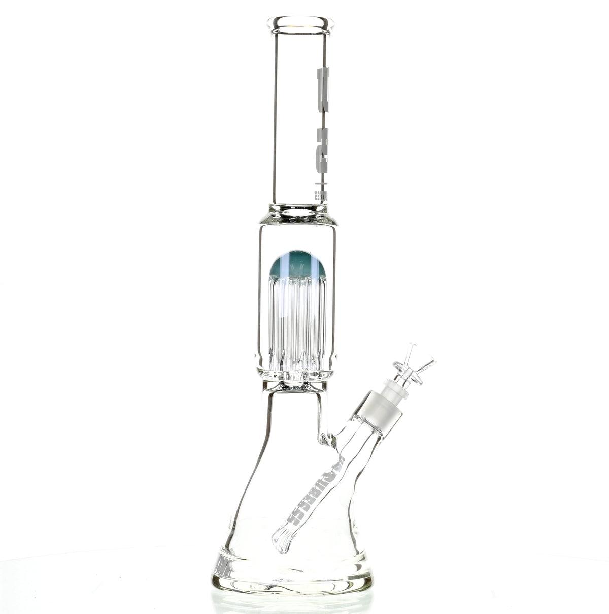 US TUBES 17" BEAKER W/TREE PERC AND WHITE/BLUE ACCENTS