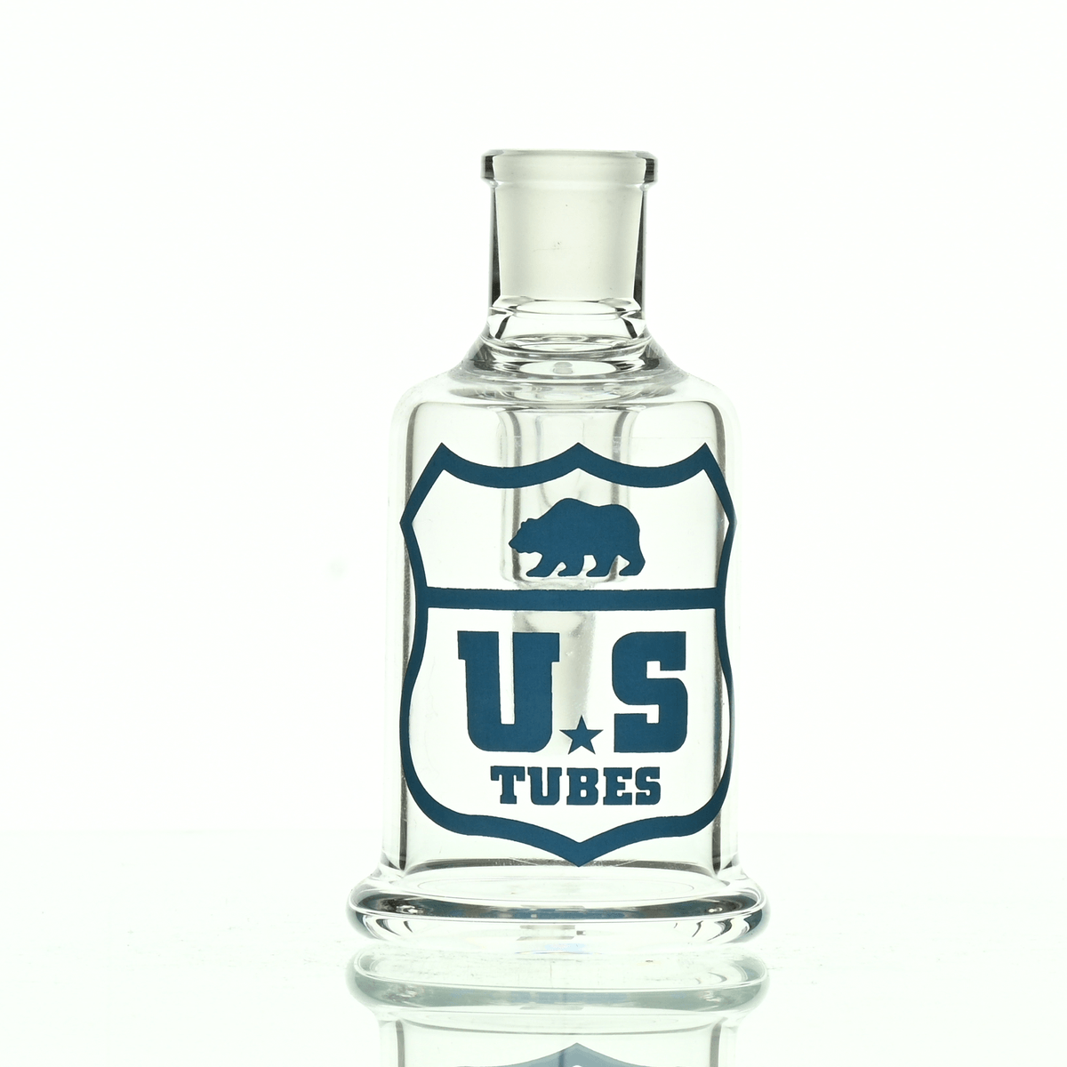 US Tubes Dry Ash Catcher 14mm 45 Degree Blue Logo Glass Accessory