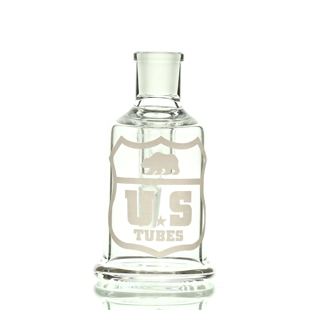 US TUBES Dry Ash Catcher 14mm 45 Degree with Pink Logo - Smoke Spot Glass