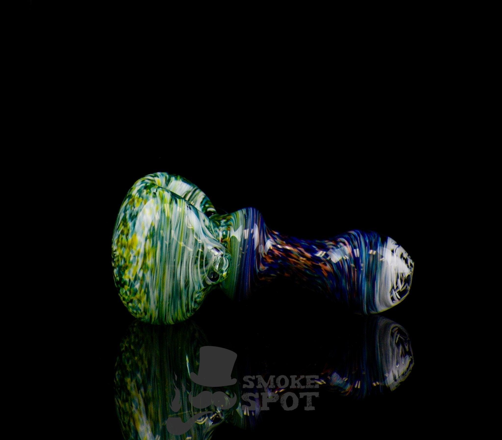 Utility Heady Handpipe Blue & Green 4 inches - Smoke Spot Smoke Shop