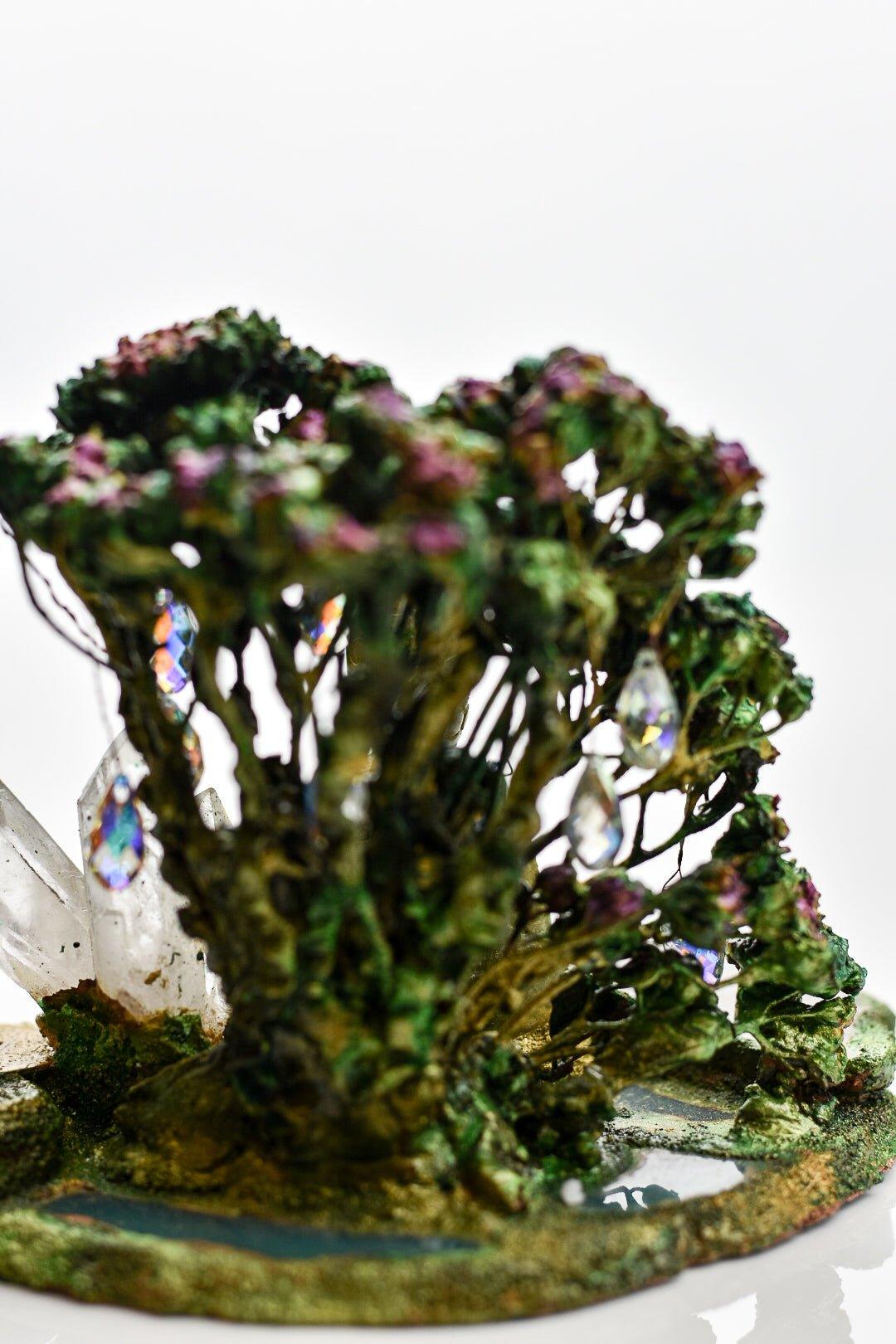Close-up of Swarovski crystals on Wealth Tree by Cherry Glass waterpipe