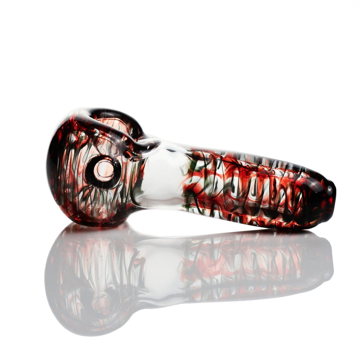 Westie Glass Colorful Black Red Spoon Handpipe - Smoke Spot Smoke Shop