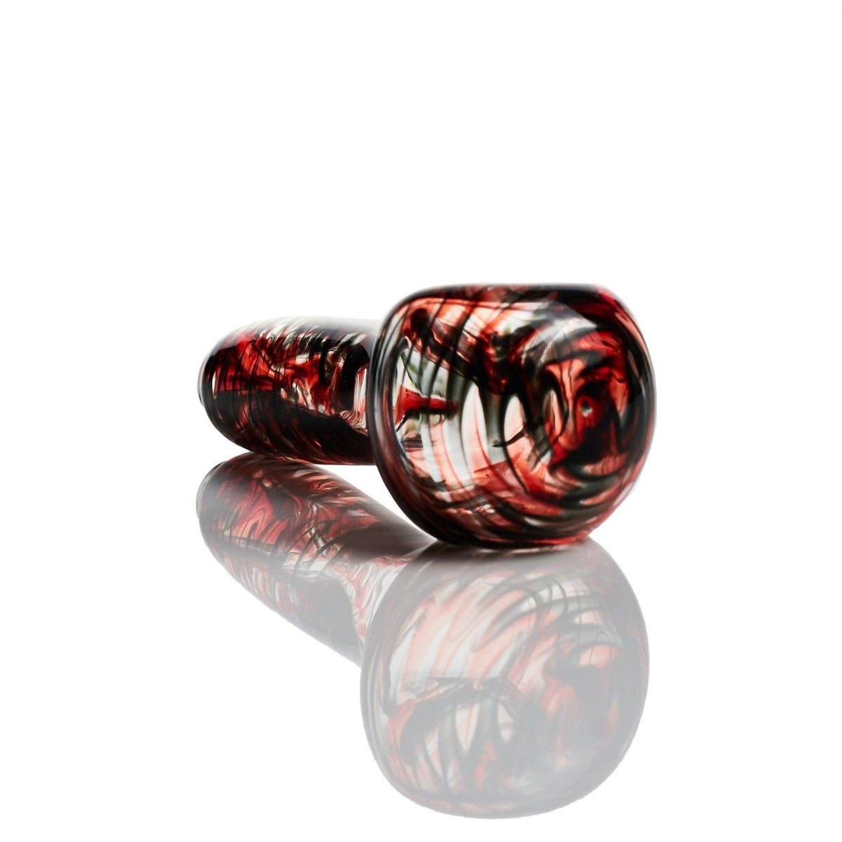 Side view of Westie Glass Colorful Black Red Spoon Handpipe - Smoke Spot