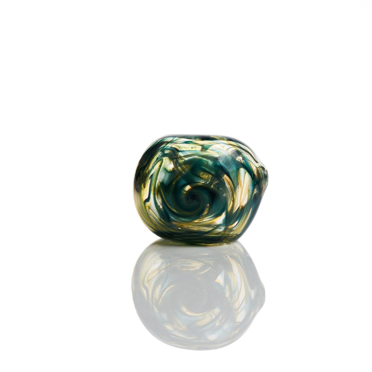 Side view of Westie colorful blue yellow glass spoon handpipe - Smoke Spot