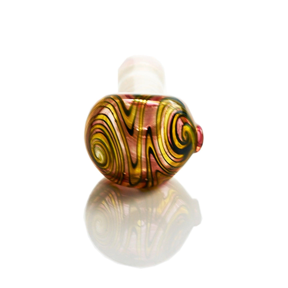 Side view of Westie Glass Spoon Fumed Window Deep Sea Blue & Rose Gold - Smoke Spot Smoke Shop