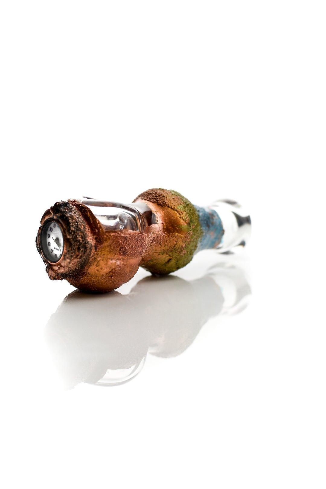 Side view of Working Watch Spoon Handpipe by Cherry Glass
