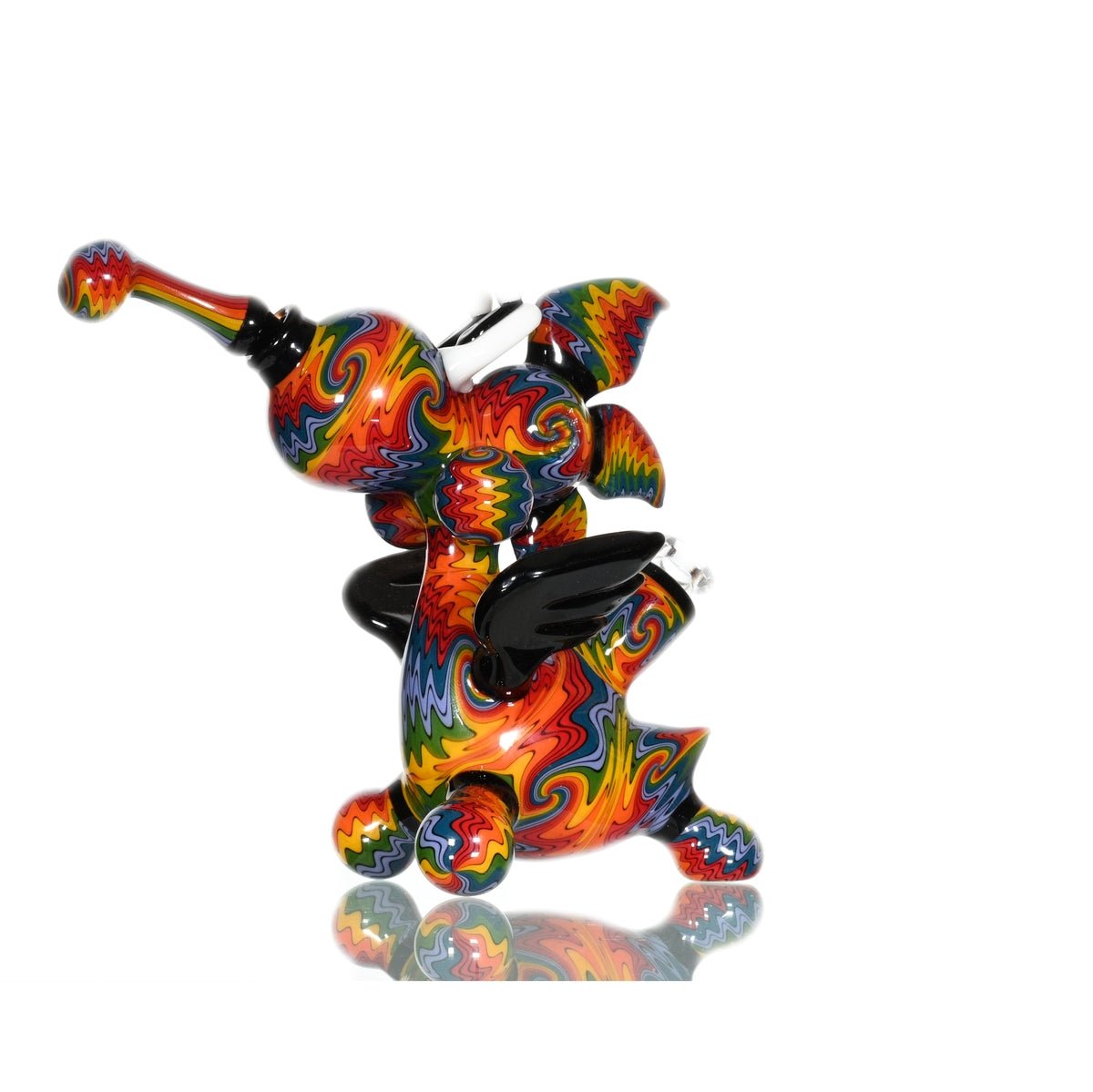 Close-up of YOSHI GLASS WORKED #101 waterpipe rig showing 10mm joint and 45 degree angle